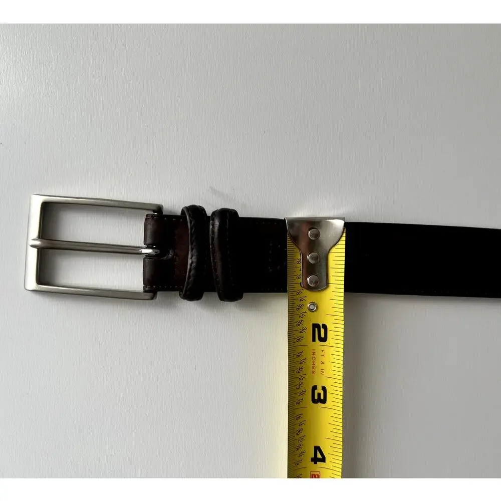 Torino Elite Italian Calf Leather Solid Brass Buckle Brown Belt 51001 Size 38